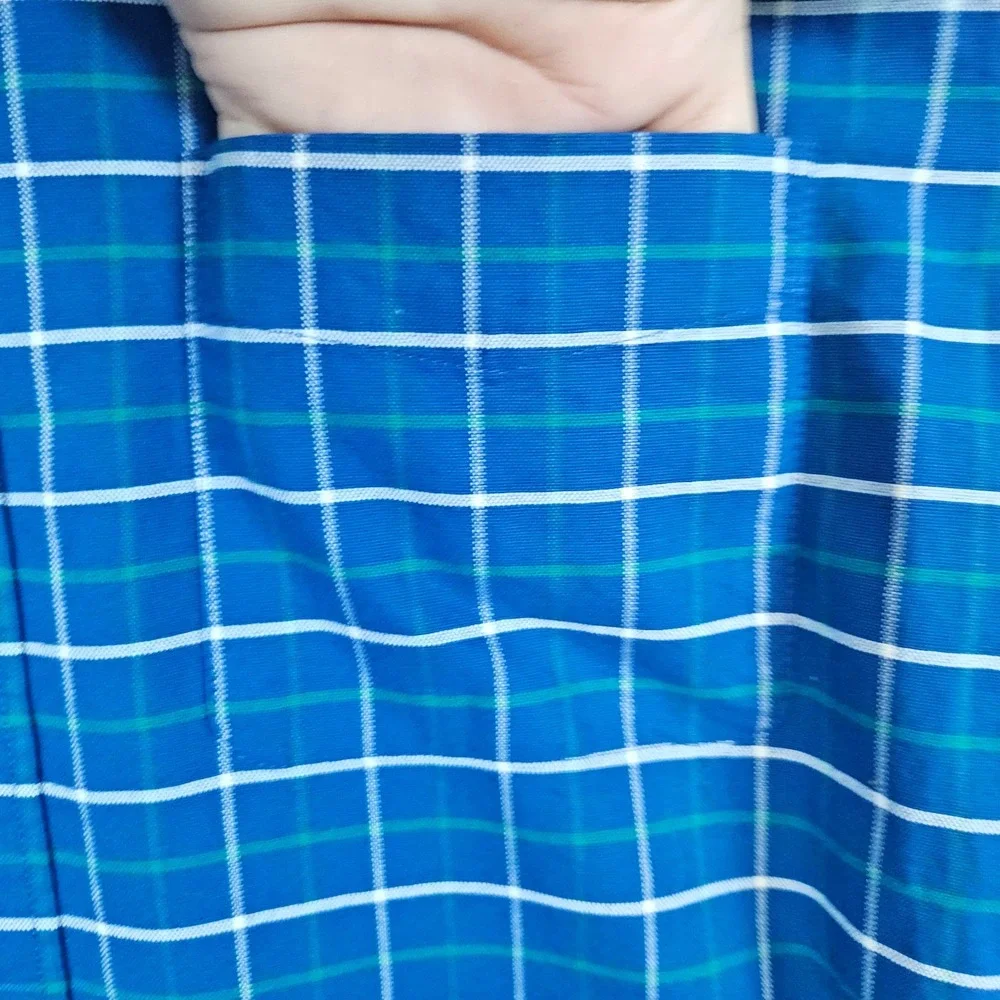 J Crew Men's Flex Oxford Size M Slim Fit Button Down Blue Windowpane 100% Cotton
